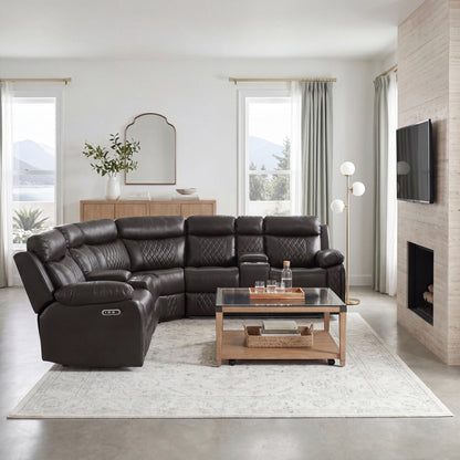 Cipher 3-Piece Power Reclining Sectional with Two Consoles, Speakers, Subwoofer, LED Lighting and Charging Port