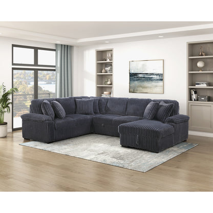 Ridge 3-Piece Sectional with Pull-out Bed, Right Side Chaise and Hidden Storage