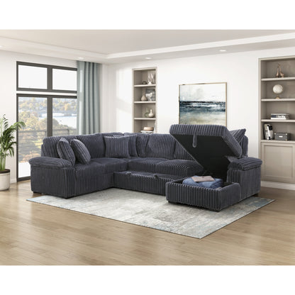 Ridge 3-Piece Sectional with Pull-out Bed, Right Side Chaise and Hidden Storage