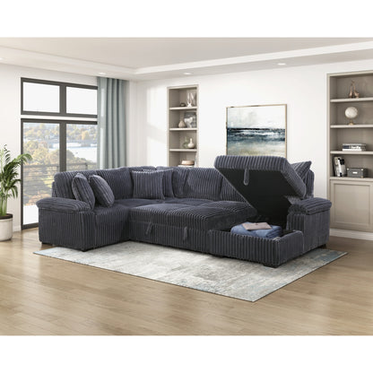 Ridge 3-Piece Sectional with Pull-out Bed, Right Side Chaise and Hidden Storage