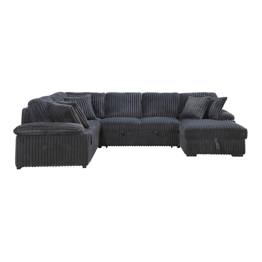 Ridge 3-Piece Sectional with Pull-out Bed, Right Side Chaise and Hidden Storage