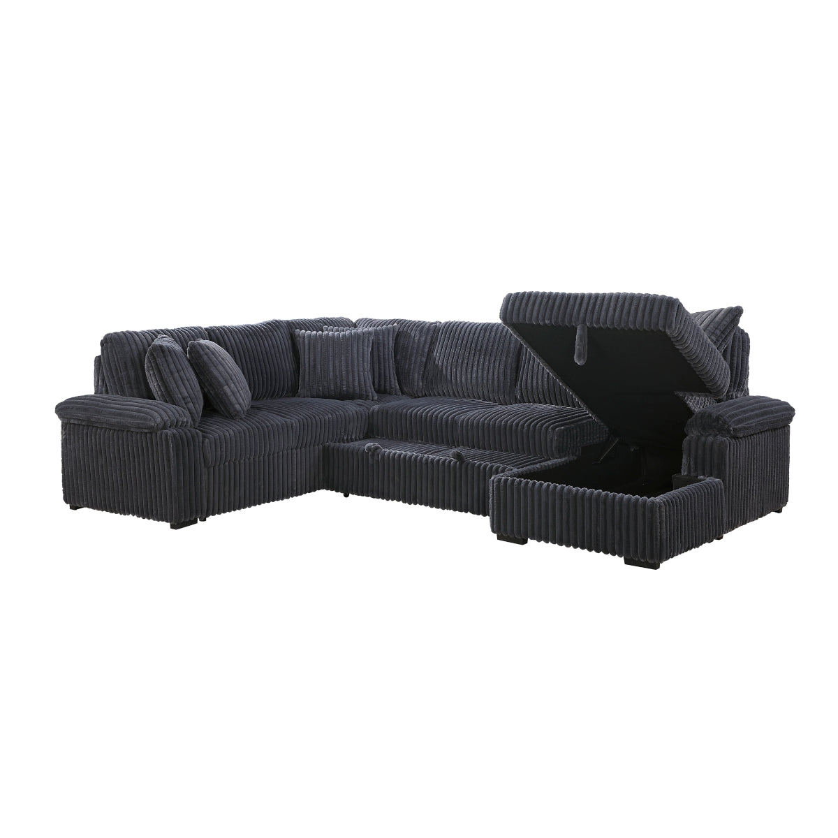 Ridge 3-Piece Sectional with Pull-out Bed, Right Side Chaise and Hidden Storage