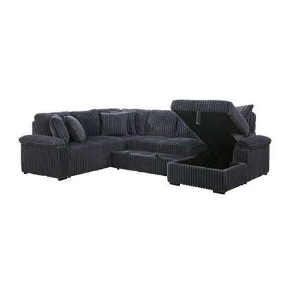 Ridge 3-Piece Sectional with Pull-out Bed, Right Side Chaise and Hidden Storage