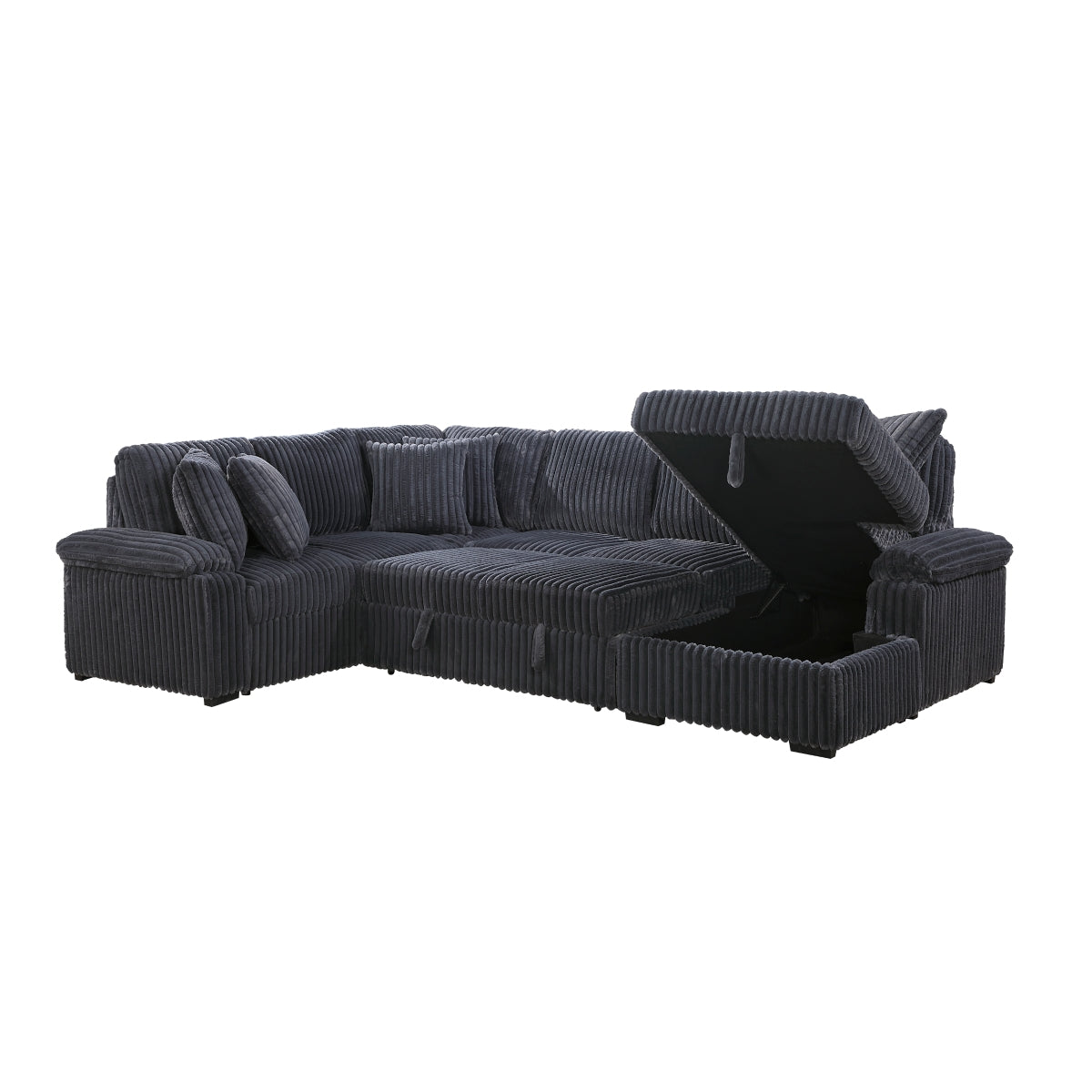 Ridge 3-Piece Sectional with Pull-out Bed, Right Side Chaise and Hidden Storage