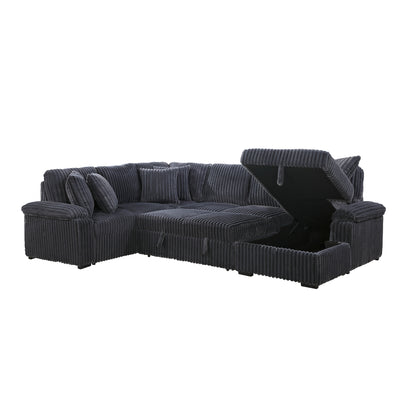 Ridge 3-Piece Sectional with Pull-out Bed, Right Side Chaise and Hidden Storage