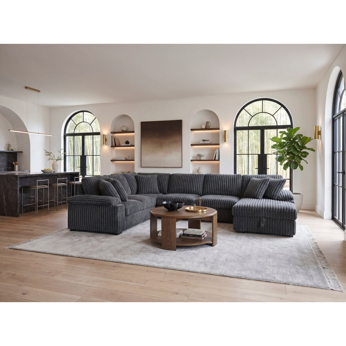 Ridge 3-Piece Sectional with Pull-out Bed, Right Side Chaise and Hidden Storage