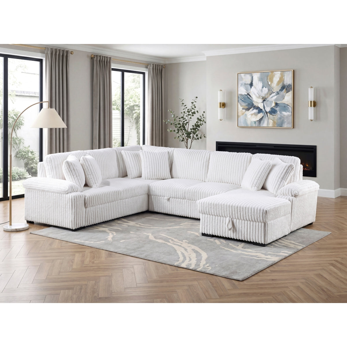 Ridge 3-Piece Sectional with Pull-out Bed, Right Side Chaise and Hidden Storage