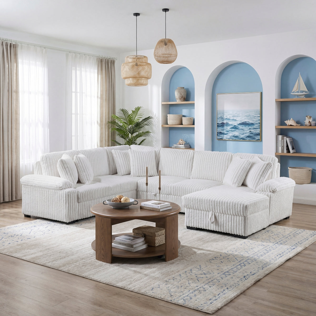 Ridge 3-Piece Sectional with Pull-out Bed, Right Side Chaise and Hidden Storage