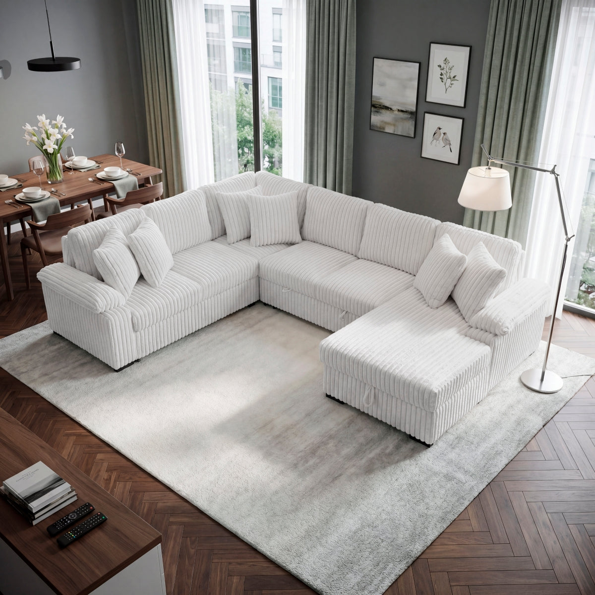 Ridge 3-Piece Sectional with Pull-out Bed, Right Side Chaise and Hidden Storage