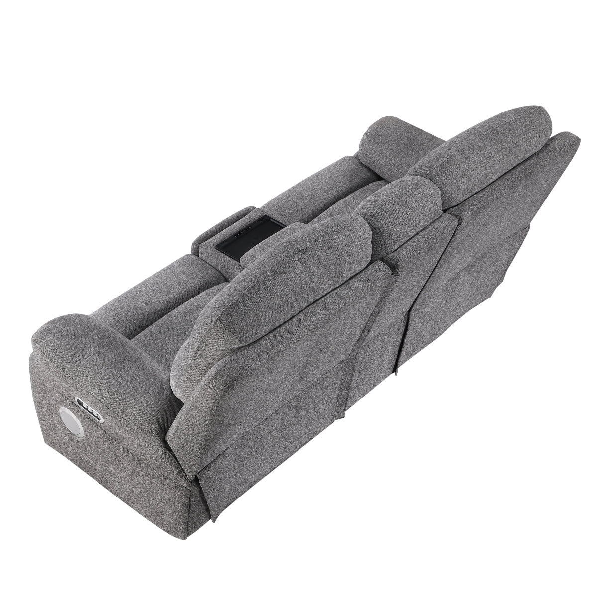 Centric Power Double Reclining Love Seat with Center Console, Power Headrests, Power Lumbar Support, Wireless Charger, Hidden Cup Holders, Bluetooth Speakers and Charging Ports