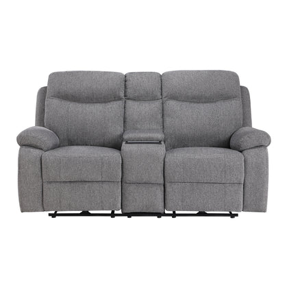 Centric Power Double Reclining Love Seat with Center Console, Power Headrests, Power Lumbar Support, Wireless Charger, Hidden Cup Holders, Bluetooth Speakers and Charging Ports