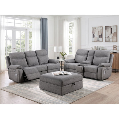 Centric Power Double Reclining Love Seat with Center Console, Power Headrests, Power Lumbar Support, Wireless Charger, Hidden Cup Holders, Bluetooth Speakers and Charging Ports