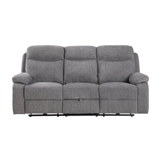 Centric Power Double Reclining Sofa with Center Drop-down Cup Holders, Power Headrests, Power Lumbar Support, Wireless Charger, Bluetooth Speakers, Hidden Drawer and Charging Ports