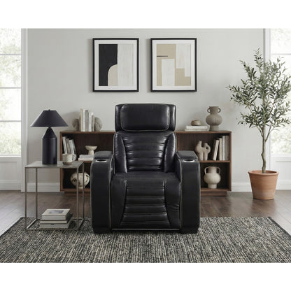 Cyber Power Reclining Chair with Power Headrest, Cup holder, Storage Arms(Top and Side), Air Massage, Heat, LED Lighting and Charging Ports