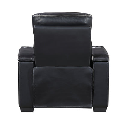 Cyber Power Reclining Chair with Power Headrest, Cup holder, Storage Arms(Top and Side), Air Massage, Heat, LED Lighting and Charging Ports