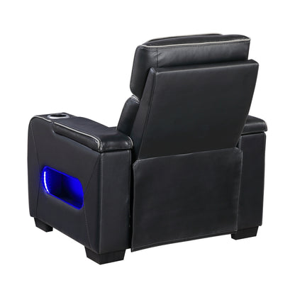Cyber Power Reclining Chair with Power Headrest, Cup holder, Storage Arms(Top and Side), Air Massage, Heat, LED Lighting and Charging Ports