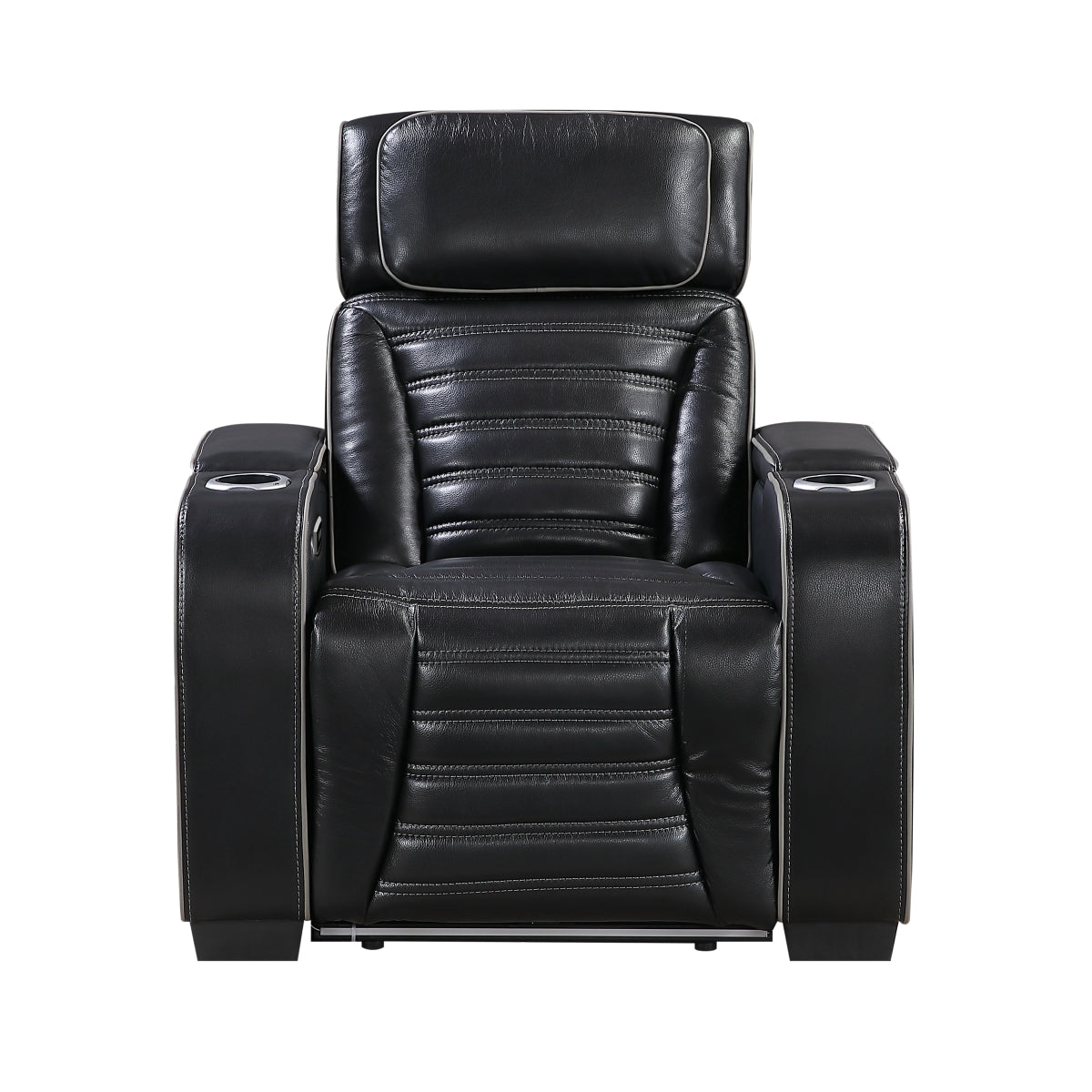 Cyber Power Reclining Chair with Power Headrest, Cup holder, Storage Arms(Top and Side), Air Massage, Heat, LED Lighting and Charging Ports