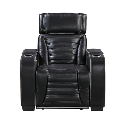Cyber Power Reclining Chair with Power Headrest, Cup holder, Storage Arms(Top and Side), Air Massage, Heat, LED Lighting and Charging Ports