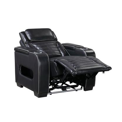 Cyber Power Reclining Chair with Power Headrest, Cup holder, Storage Arms(Top and Side), Air Massage, Heat, LED Lighting and Charging Ports