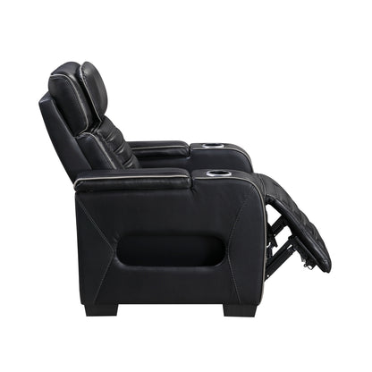 Cyber Power Reclining Chair with Power Headrest, Cup holder, Storage Arms(Top and Side), Air Massage, Heat, LED Lighting and Charging Ports