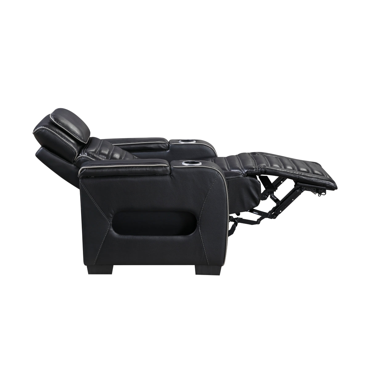 Cyber Power Reclining Chair with Power Headrest, Cup holder, Storage Arms(Top and Side), Air Massage, Heat, LED Lighting and Charging Ports