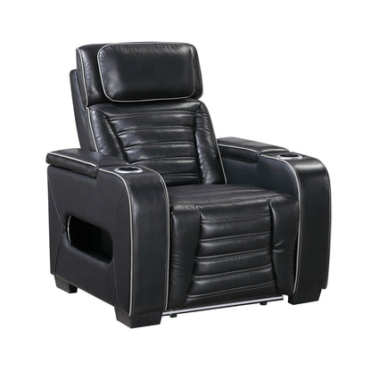 Cyber Power Reclining Chair with Power Headrest, Cup holder, Storage Arms(Top and Side), Air Massage, Heat, LED Lighting and Charging Ports