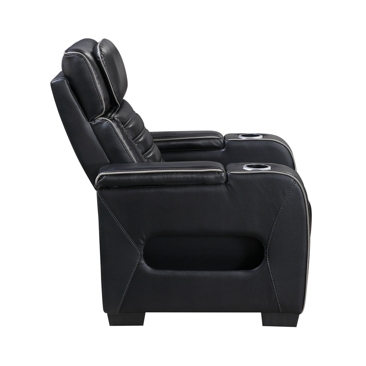 Cyber Power Reclining Chair with Power Headrest, Cup holder, Storage Arms(Top and Side), Air Massage, Heat, LED Lighting and Charging Ports