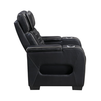 Cyber Power Reclining Chair with Power Headrest, Cup holder, Storage Arms(Top and Side), Air Massage, Heat, LED Lighting and Charging Ports