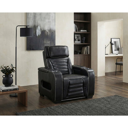 Cyber Power Reclining Chair with Power Headrest, Cup holder, Storage Arms(Top and Side), Air Massage, Heat, LED Lighting and Charging Ports