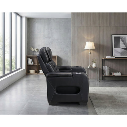 Cyber Power Reclining Chair with Power Headrest, Cup holder, Storage Arms(Top and Side), Air Massage, Heat, LED Lighting and Charging Ports