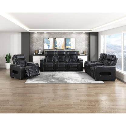 Cyber Power Reclining Chair with Power Headrest, Cup holder, Storage Arms(Top and Side), Air Massage, Heat, LED Lighting and Charging Ports