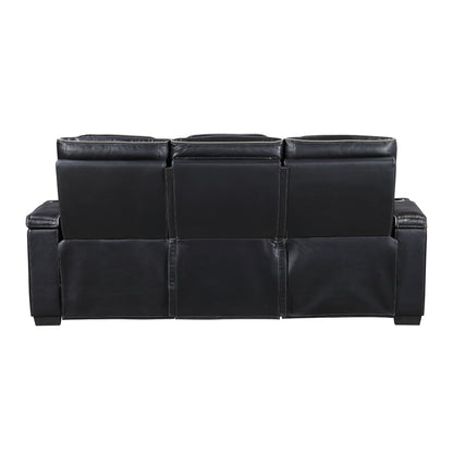 Cyber Power Double Reclining Sofa with Center Drop-Down Cup Holders, Power Headrests, Storage Arms(Top and Side) ,Cup holders, Reading Lights, Wireless Charger, Air Massage, Heat, LED Lighting and Charging Ports
