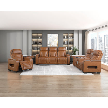 Cyber Power Double Reclining Love Seat with Center Console, Power Headrests, Storage Arms(Top and Side) ,Cup Holders, Wireless Speakers with Sub-Woofer, Air Massage, Heat, LED Lighting and Charging Ports