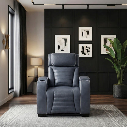 Cyber Power Reclining Chair with Power Headrest, Cup holder, Storage Arms(Top and Side), Air Massage, Heat, LED Lighting and Charging Ports