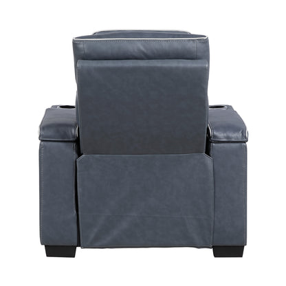 Cyber Power Reclining Chair with Power Headrest, Cup holder, Storage Arms(Top and Side), Air Massage, Heat, LED Lighting and Charging Ports