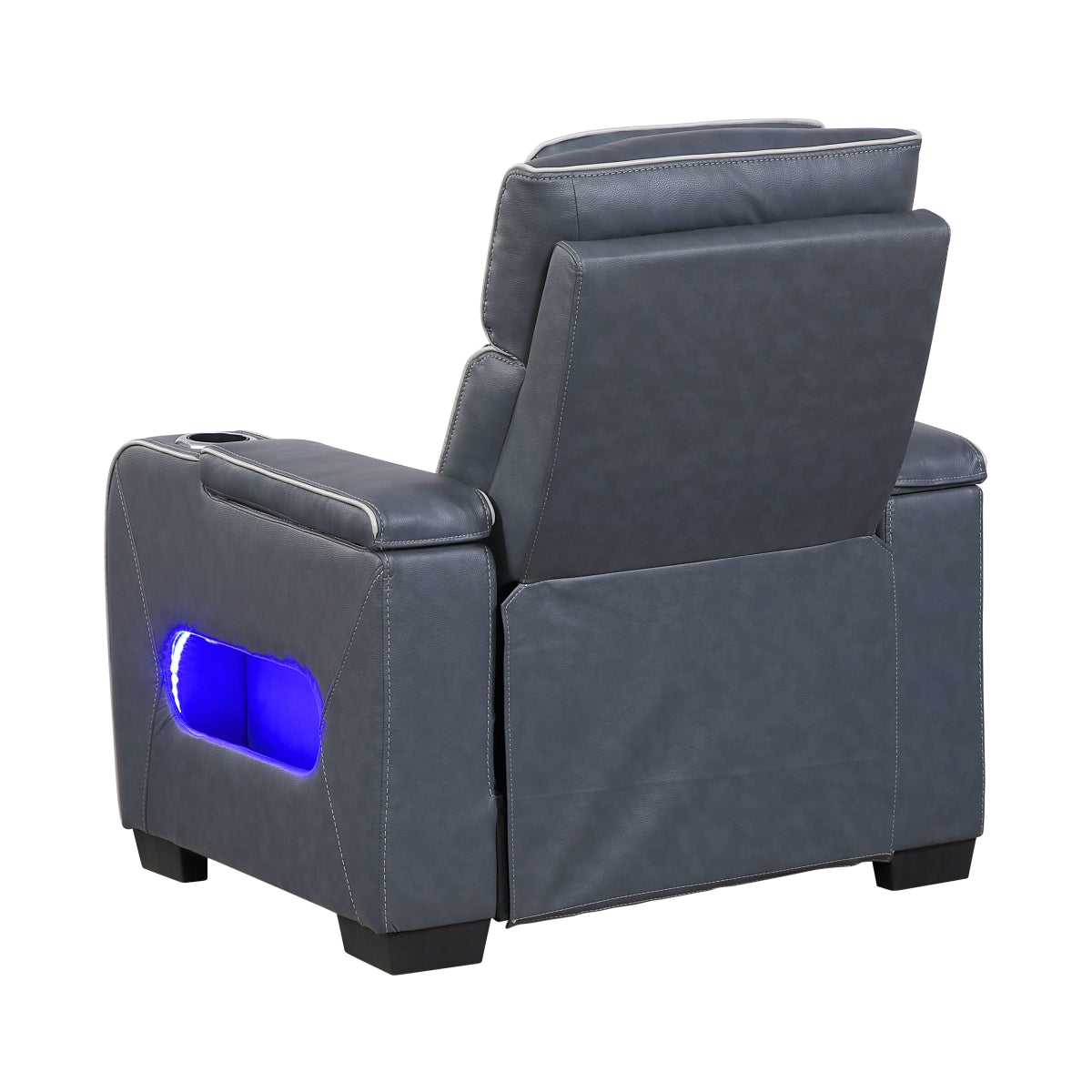 Cyber Power Reclining Chair with Power Headrest, Cup holder, Storage Arms(Top and Side), Air Massage, Heat, LED Lighting and Charging Ports