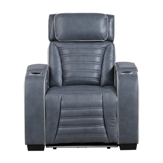 Cyber Power Reclining Chair with Power Headrest, Cup holder, Storage Arms(Top and Side), Air Massage, Heat, LED Lighting and Charging Ports