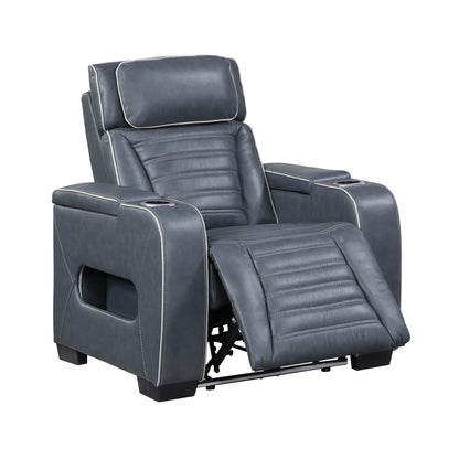 Cyber Power Reclining Chair with Power Headrest, Cup holder, Storage Arms(Top and Side), Air Massage, Heat, LED Lighting and Charging Ports