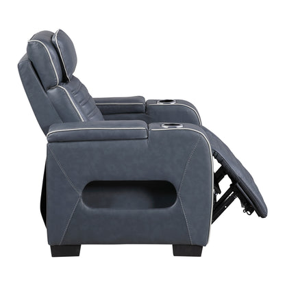 Cyber Power Reclining Chair with Power Headrest, Cup holder, Storage Arms(Top and Side), Air Massage, Heat, LED Lighting and Charging Ports