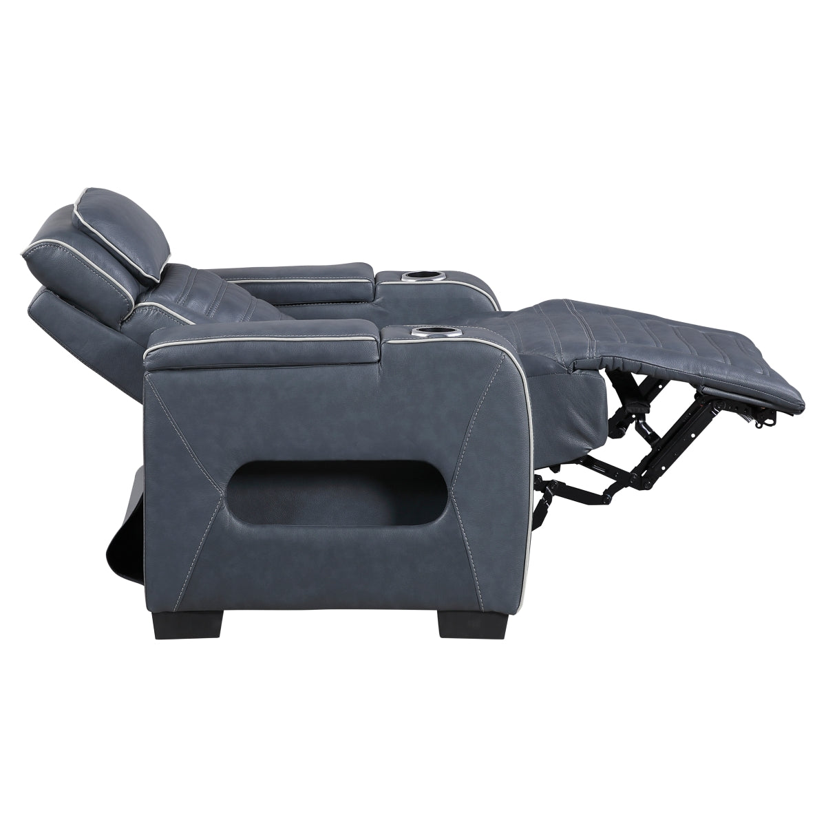 Cyber Power Reclining Chair with Power Headrest, Cup holder, Storage Arms(Top and Side), Air Massage, Heat, LED Lighting and Charging Ports