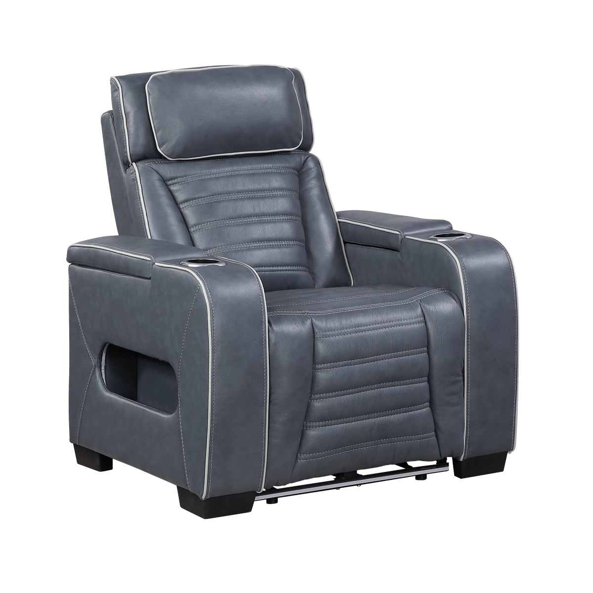 Cyber Power Reclining Chair with Power Headrest, Cup holder, Storage Arms(Top and Side), Air Massage, Heat, LED Lighting and Charging Ports