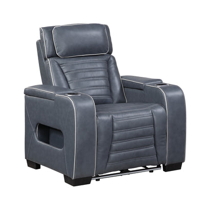 Cyber Power Reclining Chair with Power Headrest, Cup holder, Storage Arms(Top and Side), Air Massage, Heat, LED Lighting and Charging Ports