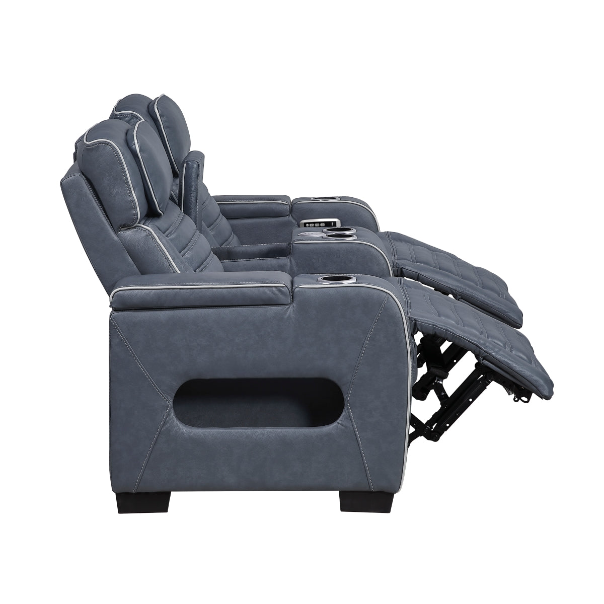 Cyber Power Double Reclining Love Seat with Center Console, Power Headrests, Storage Arms(Top and Side) ,Cup Holders, Wireless Speakers with Sub-Woofer, Air Massage, Heat, LED Lighting and Charging Ports