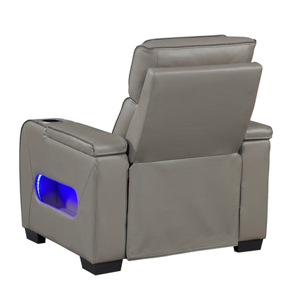Cyber Power Reclining Chair with Power Headrest, Cup holder, Storage Arms(Top and Side), Air Massage, Heat, LED Lighting and Charging Ports