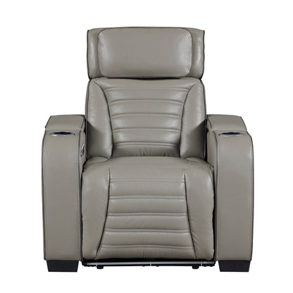 Cyber Power Reclining Chair with Power Headrest, Cup holder, Storage Arms(Top and Side), Air Massage, Heat, LED Lighting and Charging Ports