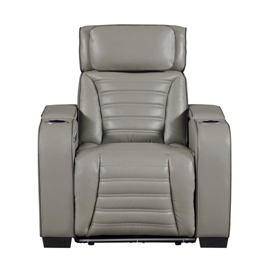 Cyber Power Reclining Chair with Power Headrest, Cup holder, Storage Arms(Top and Side), Air Massage, Heat, LED Lighting and Charging Ports