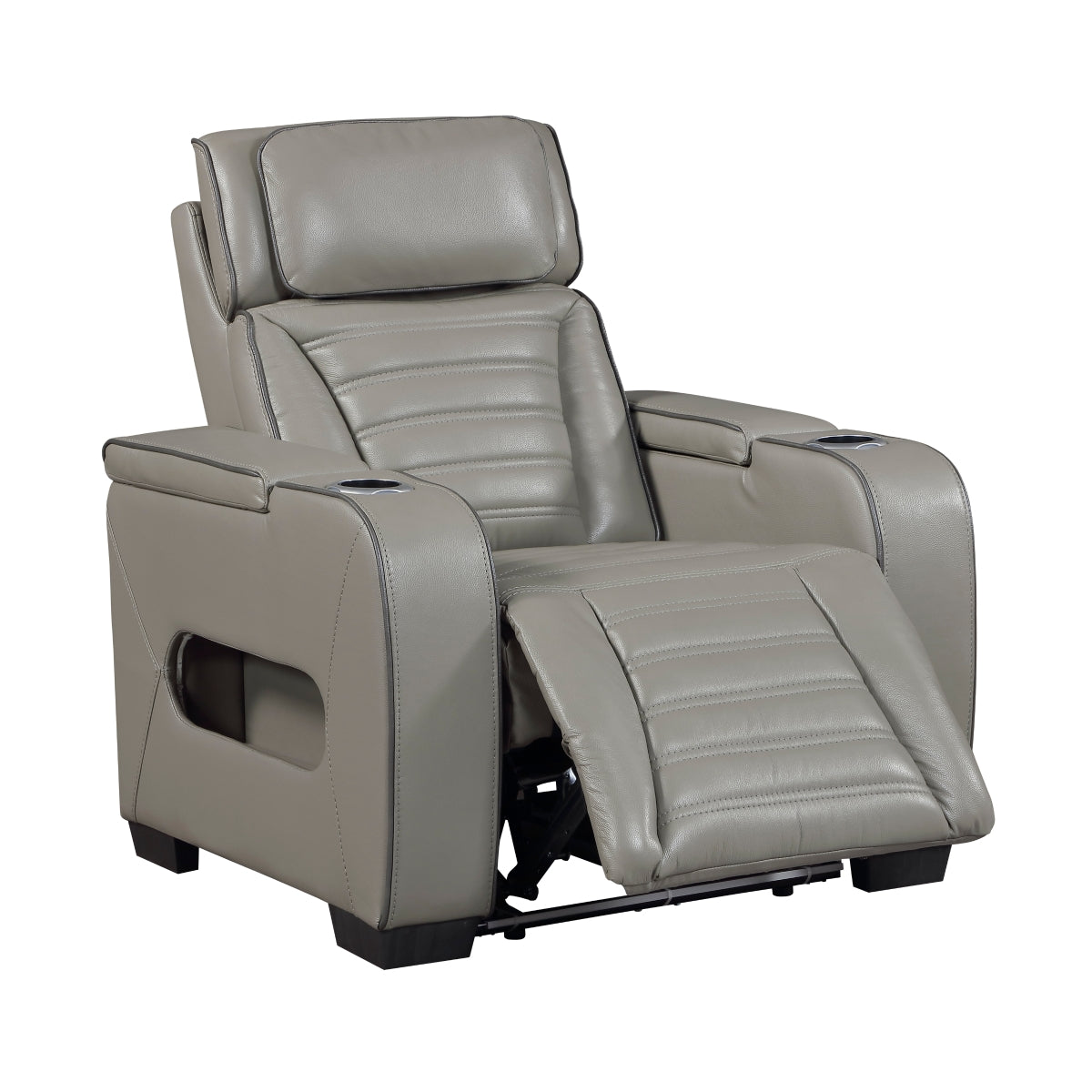Cyber Power Reclining Chair with Power Headrest, Cup holder, Storage Arms(Top and Side), Air Massage, Heat, LED Lighting and Charging Ports