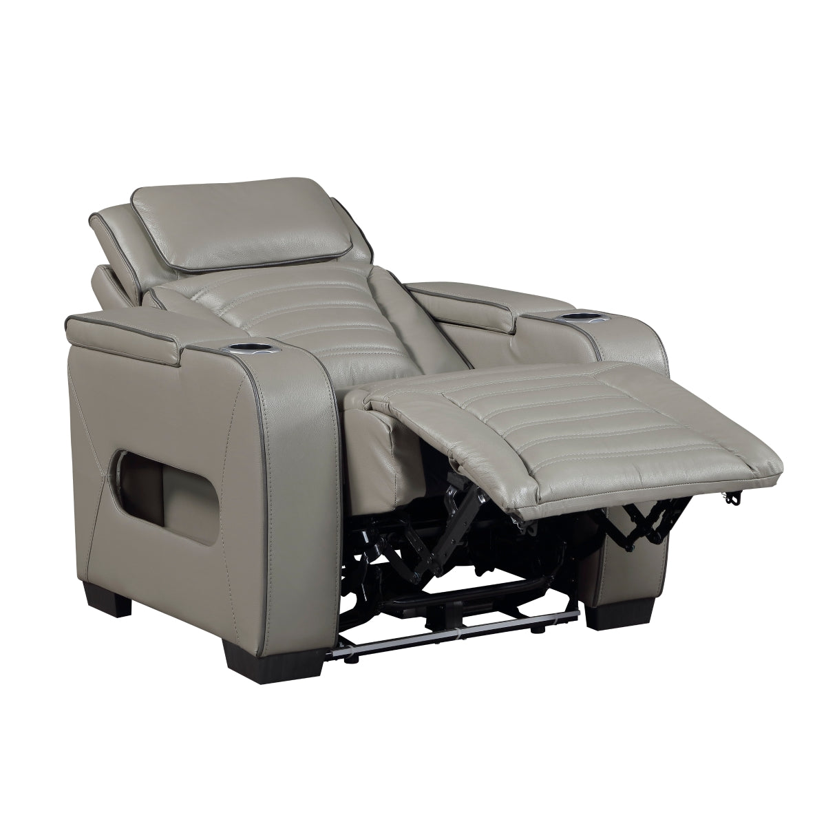 Cyber Power Reclining Chair with Power Headrest, Cup holder, Storage Arms(Top and Side), Air Massage, Heat, LED Lighting and Charging Ports