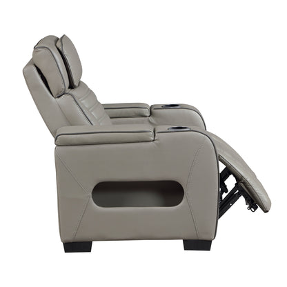 Cyber Power Reclining Chair with Power Headrest, Cup holder, Storage Arms(Top and Side), Air Massage, Heat, LED Lighting and Charging Ports