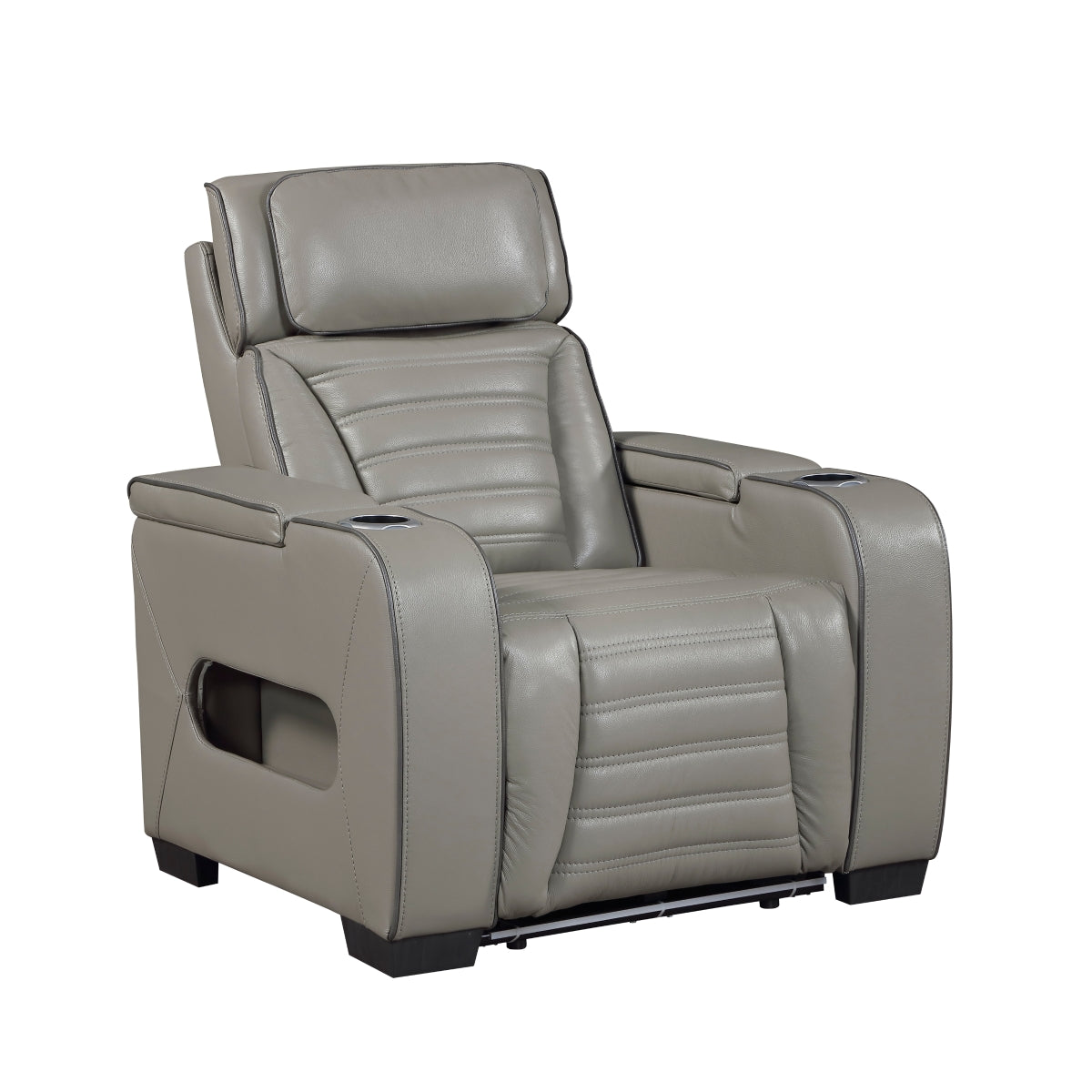 Cyber Power Reclining Chair with Power Headrest, Cup holder, Storage Arms(Top and Side), Air Massage, Heat, LED Lighting and Charging Ports